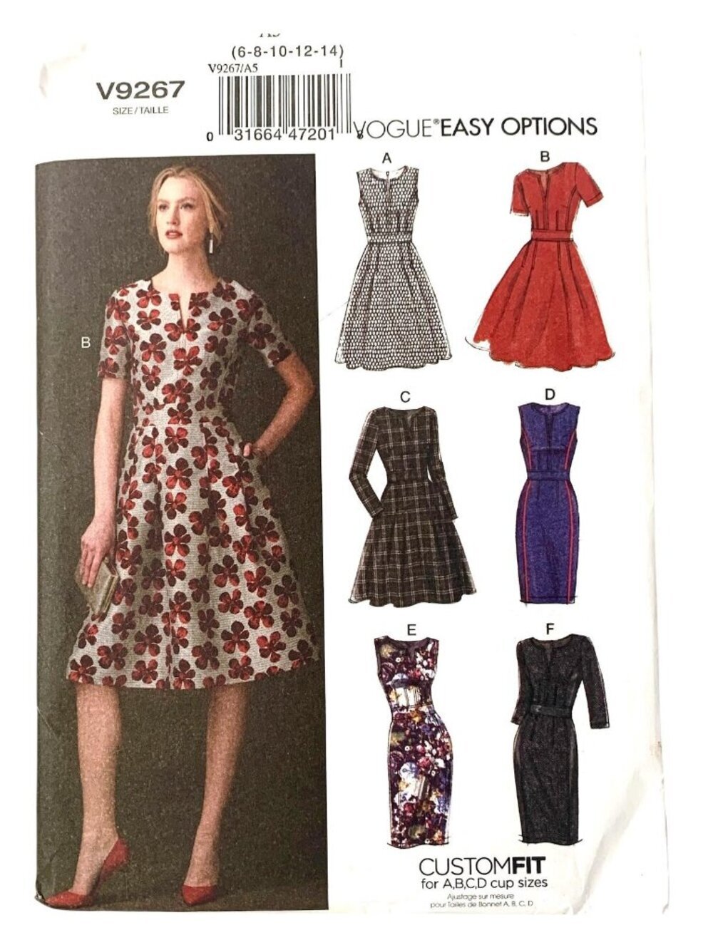 Vogue V9267 Sewing Pattern Misses' Dress Fitted Flared UNCUT Size 6, 8, 10, 12,